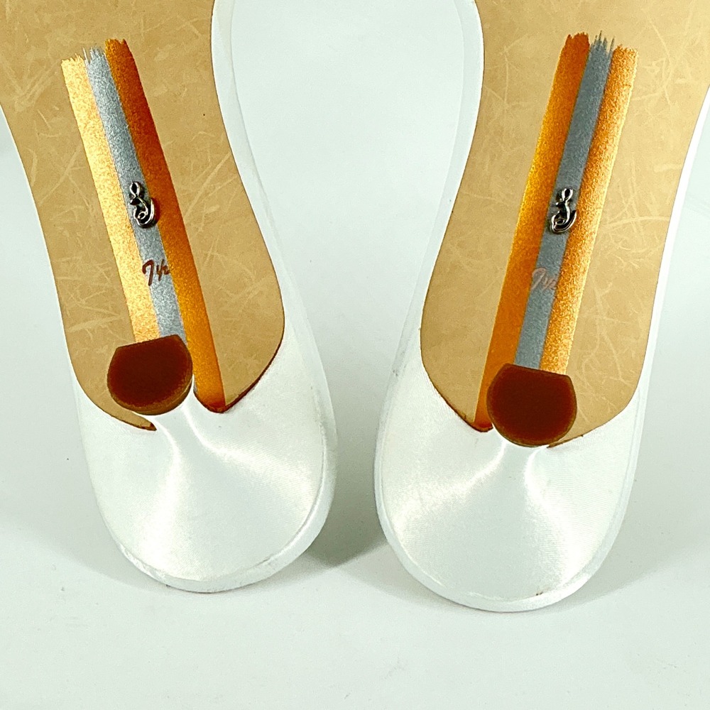 Sam Edelman Size 7.5 White Satin Rhinestone Kitten Heel Slide Mules Cindie - Picture 7 of 13